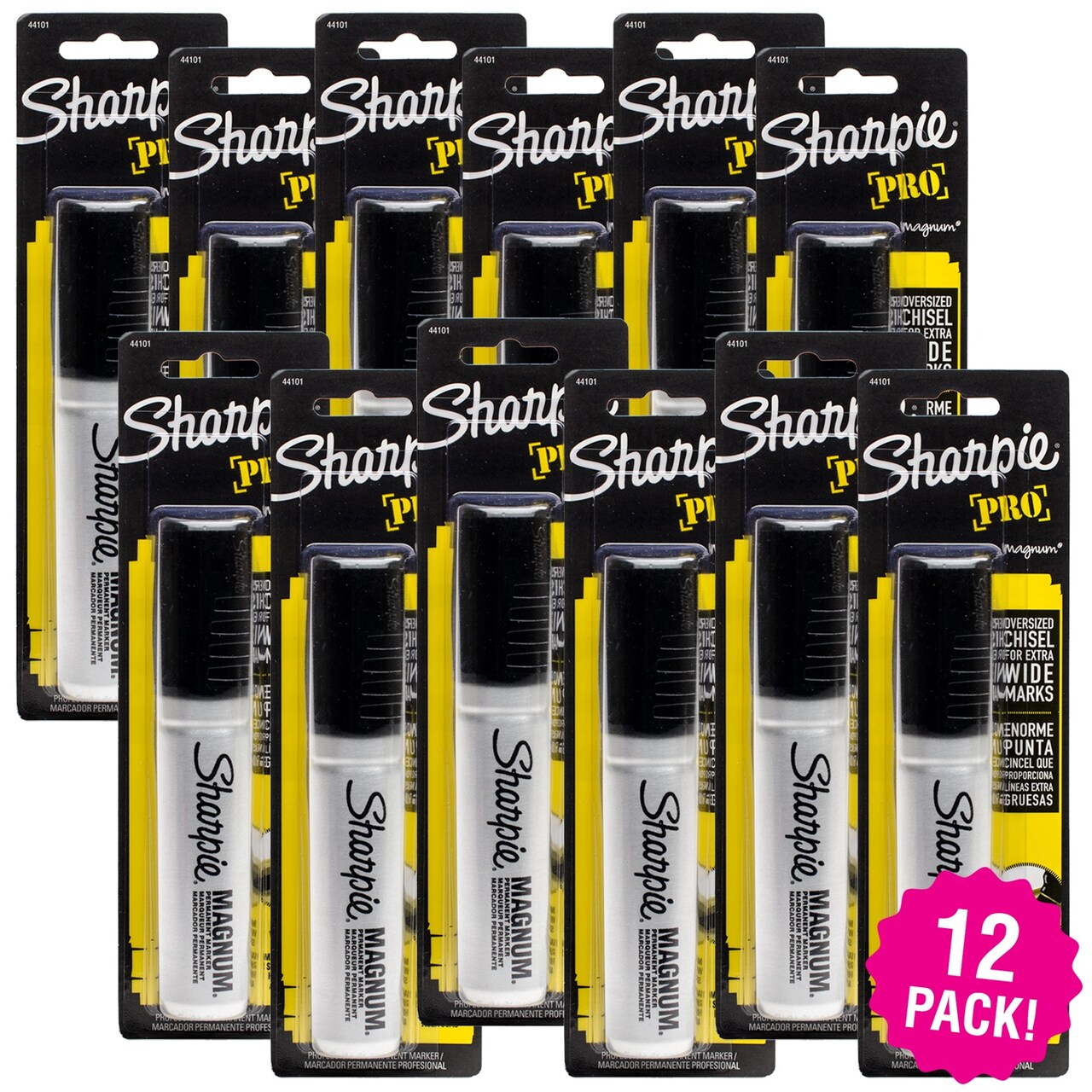 Multipack of 12 - Sharpie Chisel Tip Magnum Permanent Marker-Black